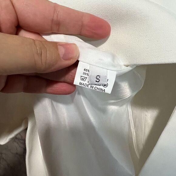 I am the Present Blazer Dress by Yaylee Large Back Pink Bow White Mini Dress SzS - Picture 9 of 16